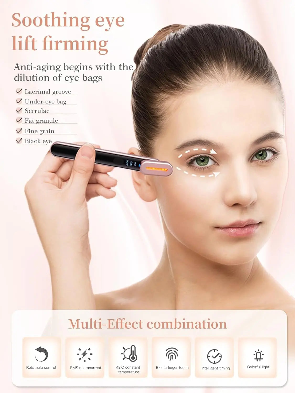 7-In-1 Red Light Therapy Wand for Face & Neck | Beauty Device with Galvanic Current, Massager & Warmth | Anti-Aging, Wr